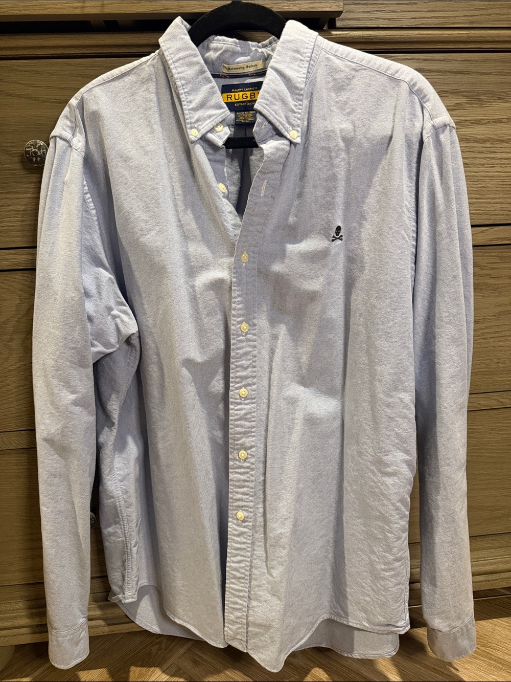 Rugby Ralph Lauren Light Blue Button-Down Shirt with Embroidered Logo